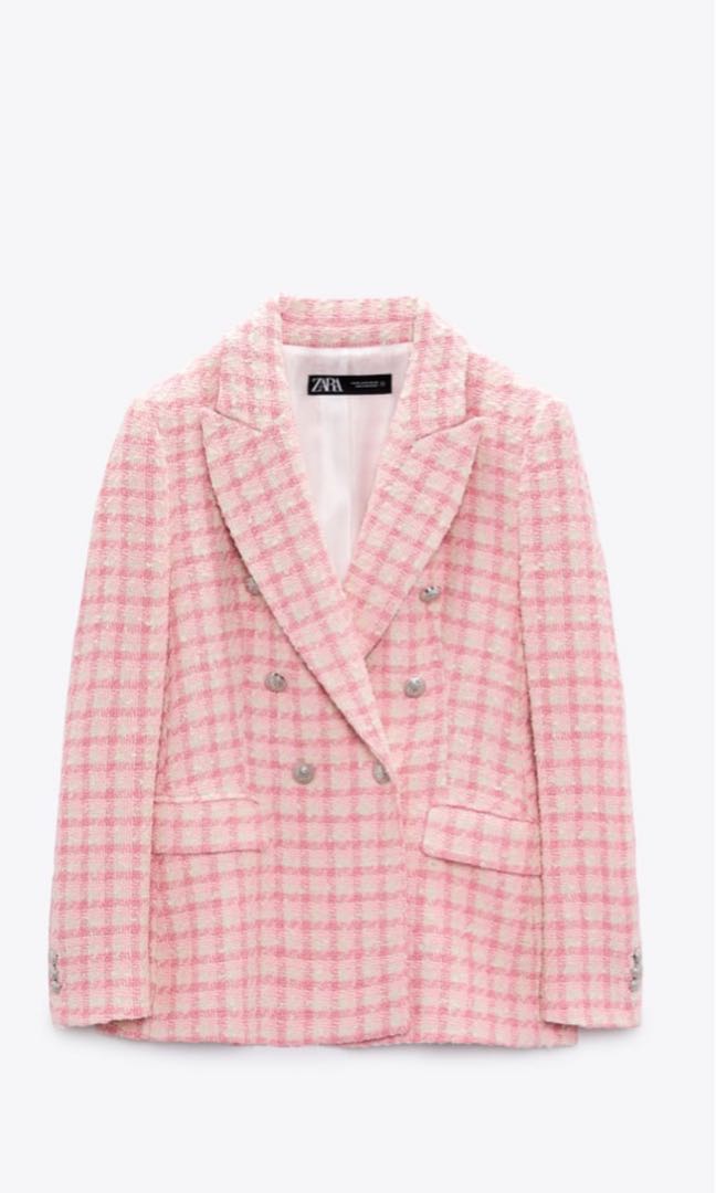 Pink textured blazer zara clearance