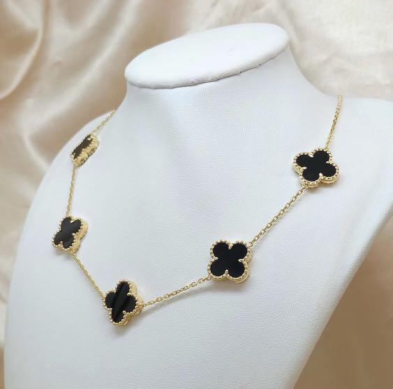 VCA Onyx Necklace (5 motif) HK Setting (Category: Necklaces) located in Quezon City. Submitted by jewelryandpreloved (Listing ID 1173996597, Image 2). Description: ✨16-18 inches ✨Brand New & Pawnable 18K Gold✨ ✈️ Same Day Delivery for nearby locations via Lalamove (Payment First) 📸 Posted photos are actual items ‼️ Prices are based PER PIECE and NOT PER GRAMS 💵 Money-back Guarantee if proven fake 💯 💌 For more info, send us a DM 😉.
