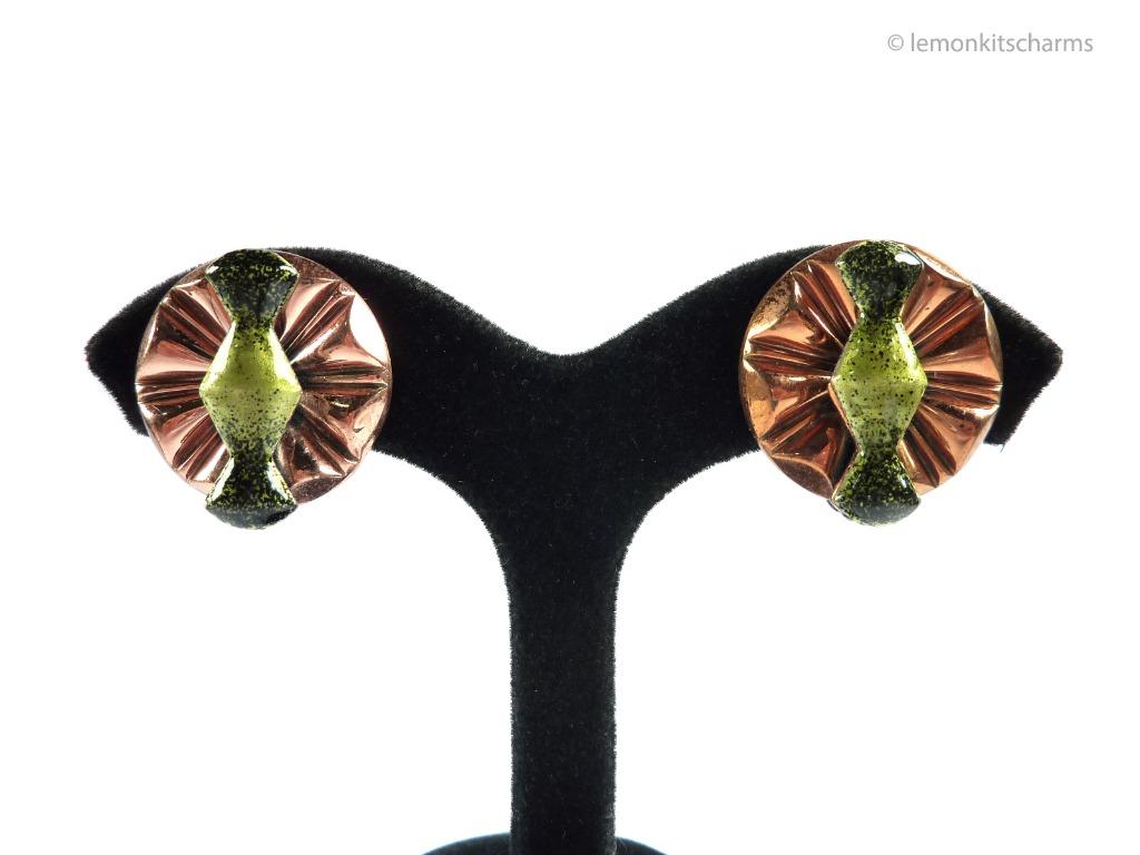 Vintage 1950s Matisse Renoir Copper Modernist Earrings er2114 ci