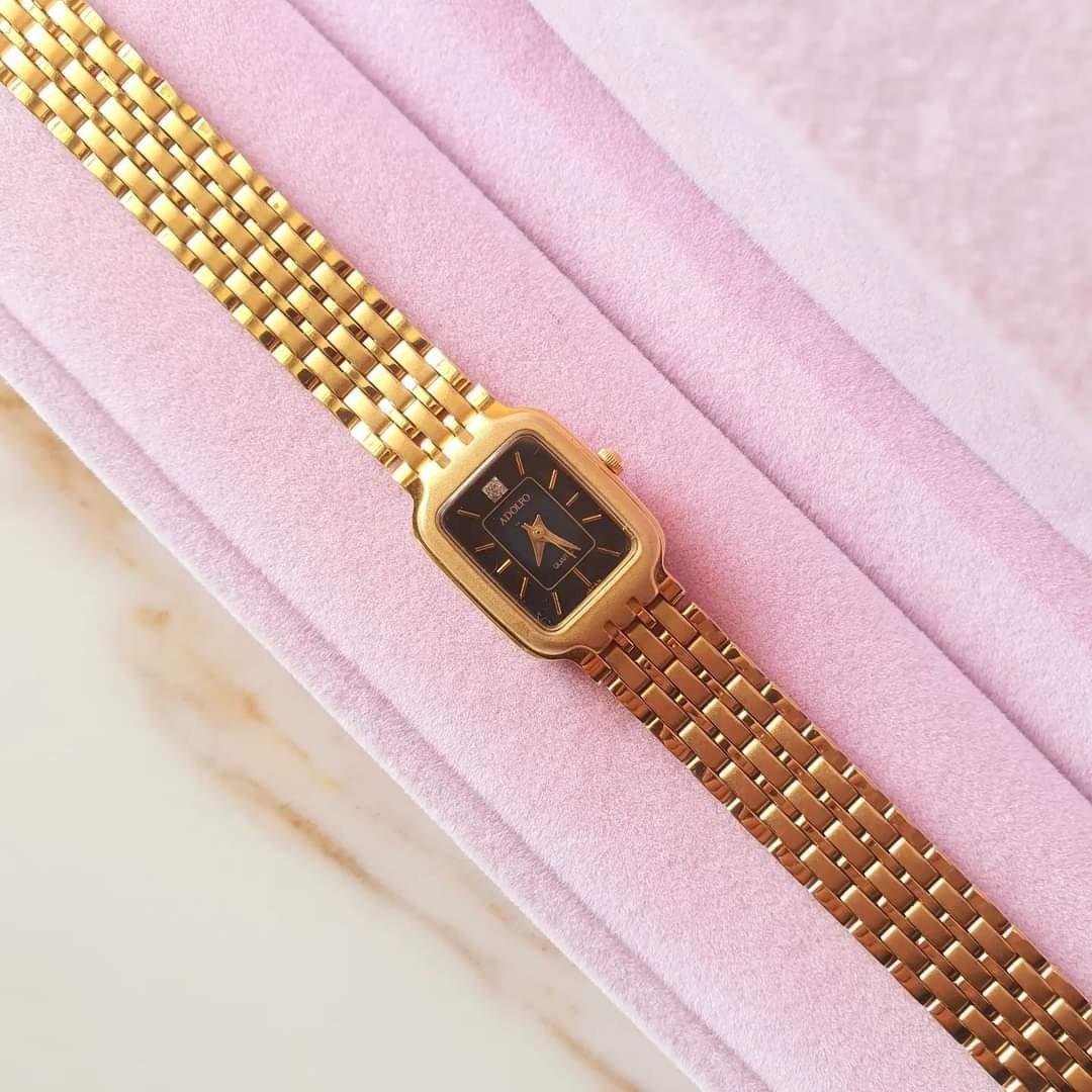 Ladies Adolfo Watch, Gold Tone, Stainless Steel, Black Face, Basketweave  Strap, New Battery, Works Fine, Seconds Hand, No Numbers - Etsy India