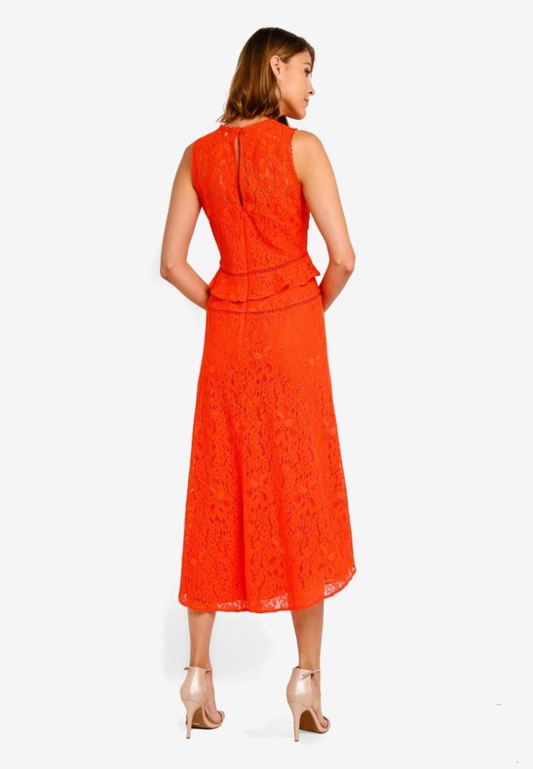 Warehouse coral on sale midi dress