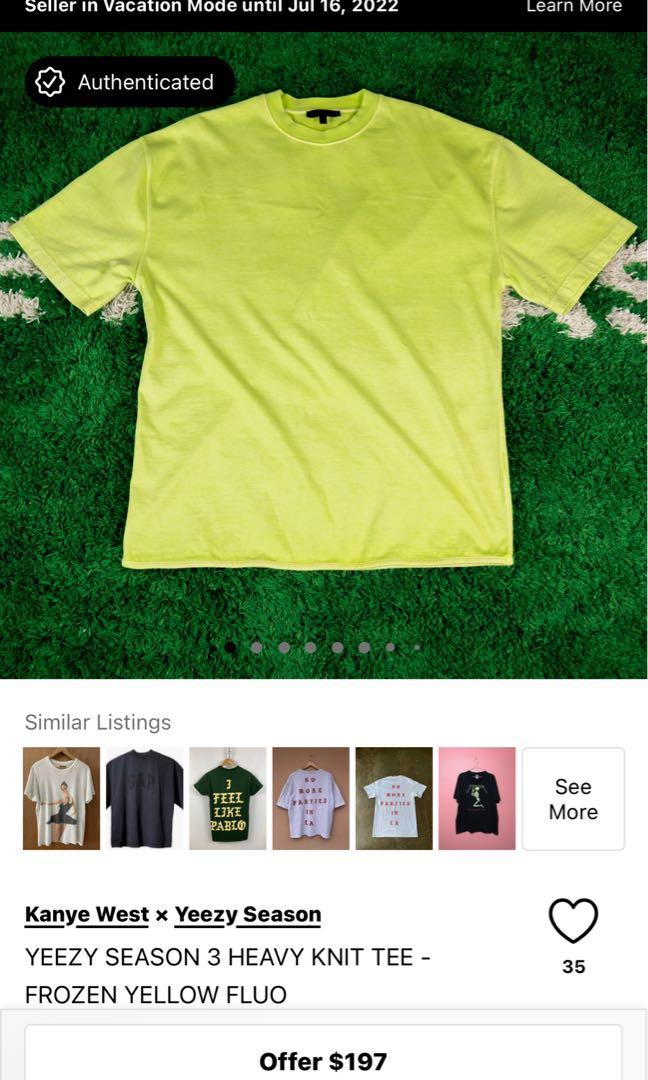 Yeezy season 3 heavy knit tee frozen yellow small oversized fits xl 24x33 Men s Fashion Tops Sets Tshirts Polo Shirts on Carousell
