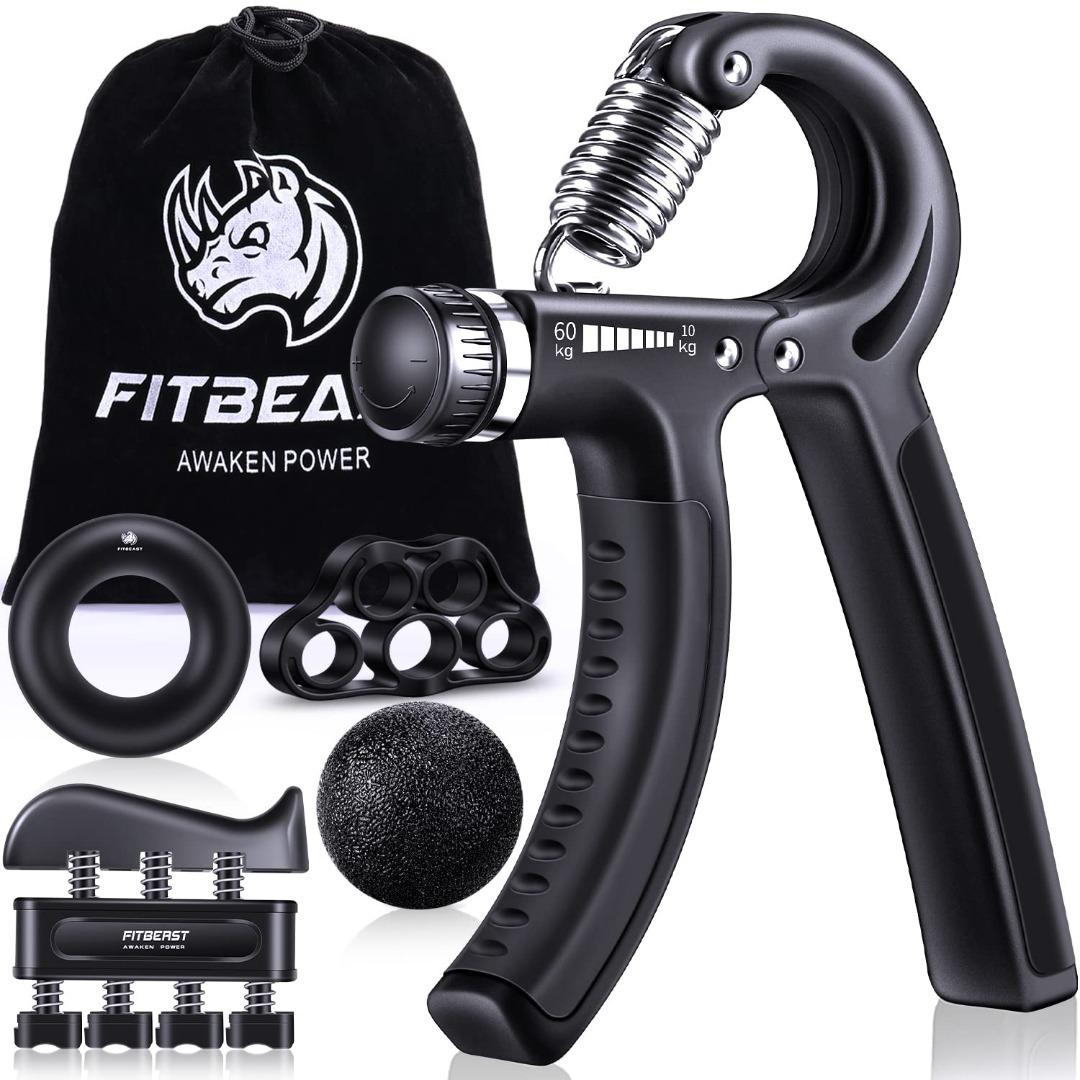 FitBeast Grip Strengthener Kit - 5-Piece Set With Adjustable Hand Grippers