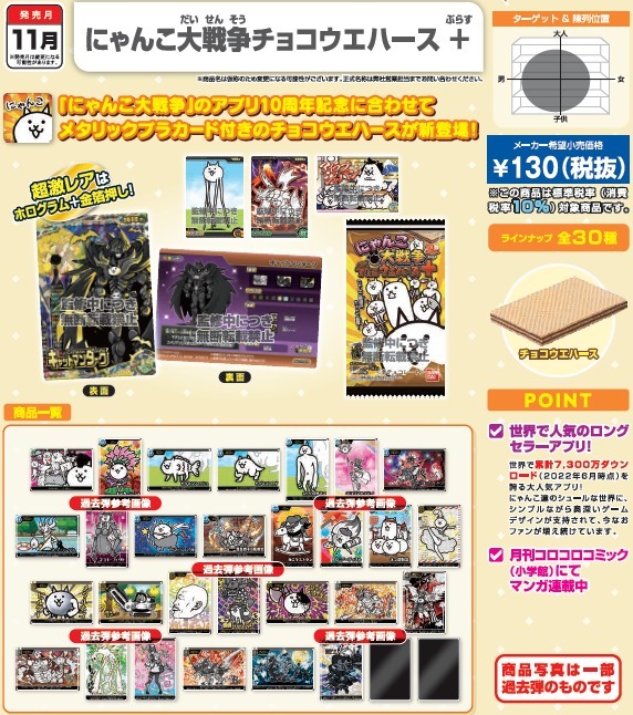 通常在庫品 にゃんこ大戦争チョコウエハース＋2 カード 全30種
