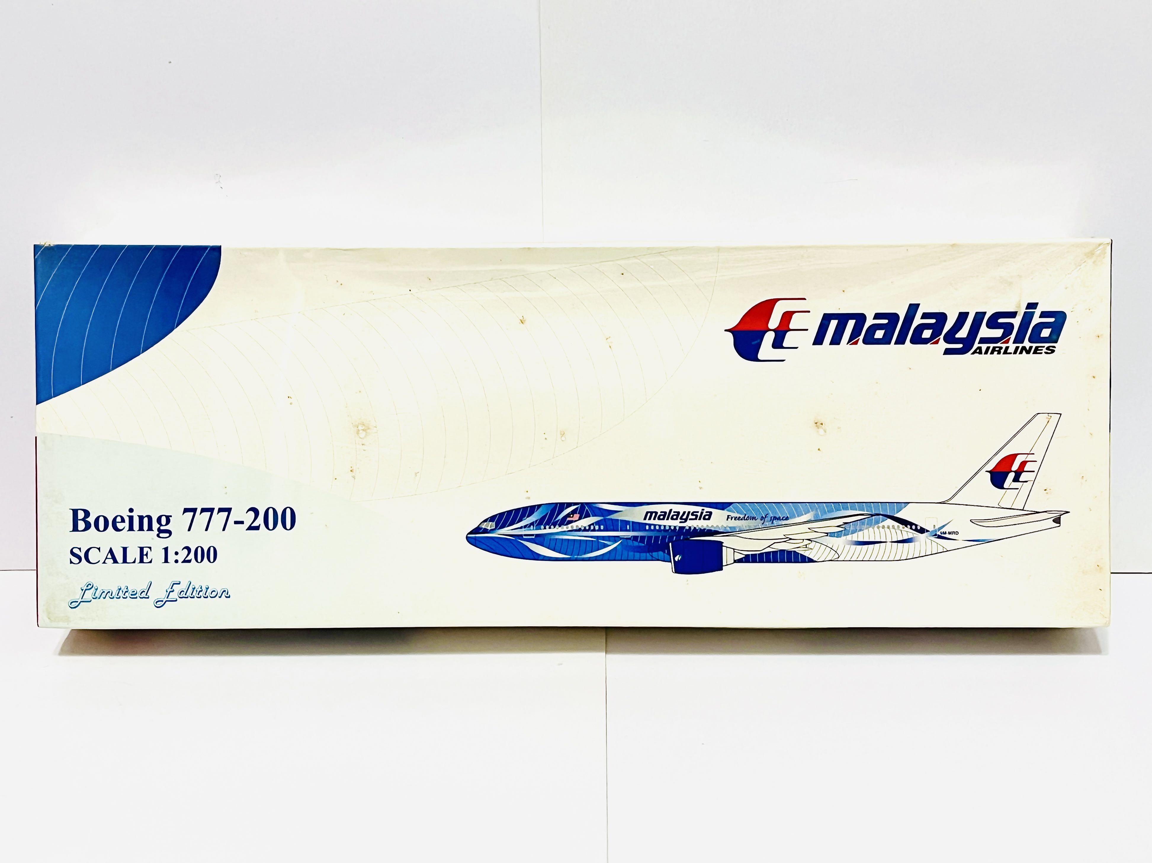 絕版 全新 未開封 Hogan Scale 1:200 1/200 比例 馬來西亞航空 馬航 MH Malaysia Airlines Freedom  of Space 波音 Boeing 777-200 9M-MRD 飛機模型