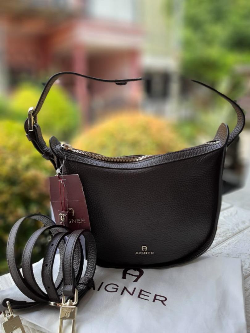 Aigner Ivy Hobo Crossbody Bag Java Brown Barang Mewah Tas