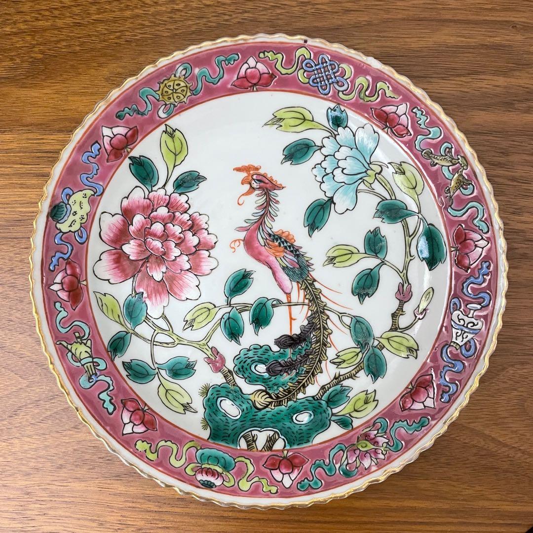 ANTIQUE STRAITS CHINESE PERANAKAN NONYA PORCELAIN PLATE WITH PHOENIX ...