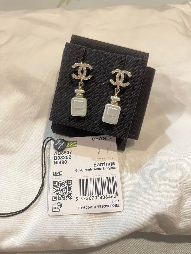 Brand New Chanel 22S Perfume bottle Earrings with Crystal CC (not chanel  23S) , Luxury, Accessories on Carousell