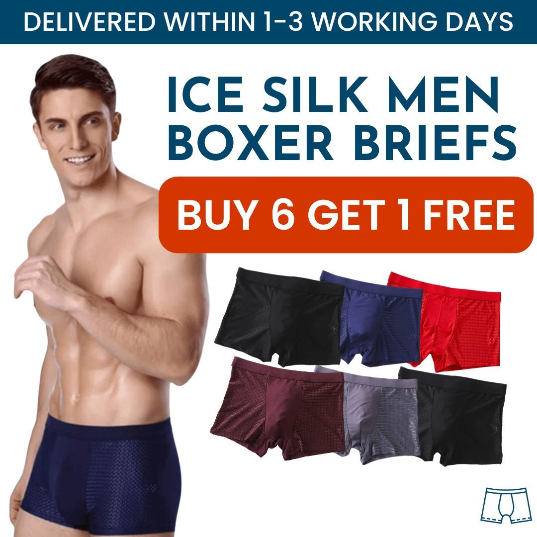 Buy 6 Free 1] Ice Silk Men Boxer Briefs Underwear, Premium Male Boxer  Shorts