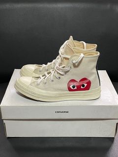 Streng sne hvid Bare gør CDG Converse High Cream, Men's Fashion, Footwear, Sneakers on Carousell