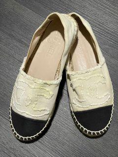 CHANEL CHANEL Espadrille casual shoes slip-on 23.5cm M size hemp Beige  Black cream Used