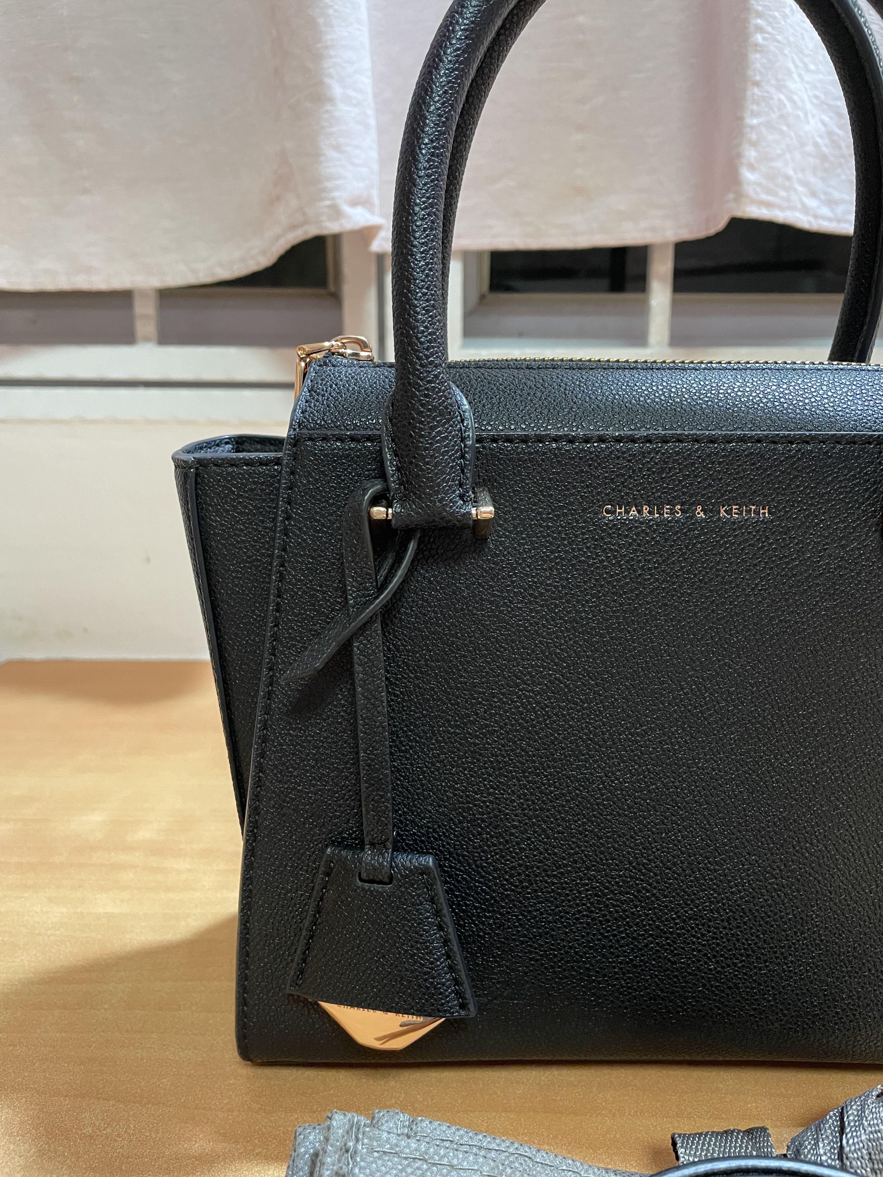 charles and keith bag Double Handle Trapeze Tote Black｜TikTok Search