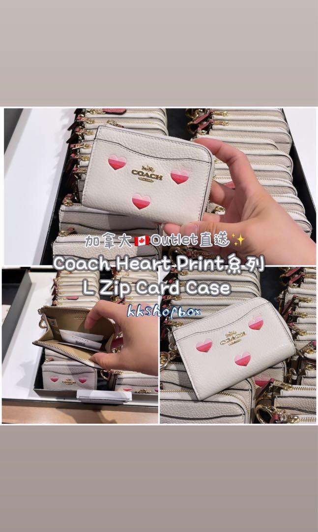Coach L Zip Card Case With Stripe Heart Print CA794 Size One