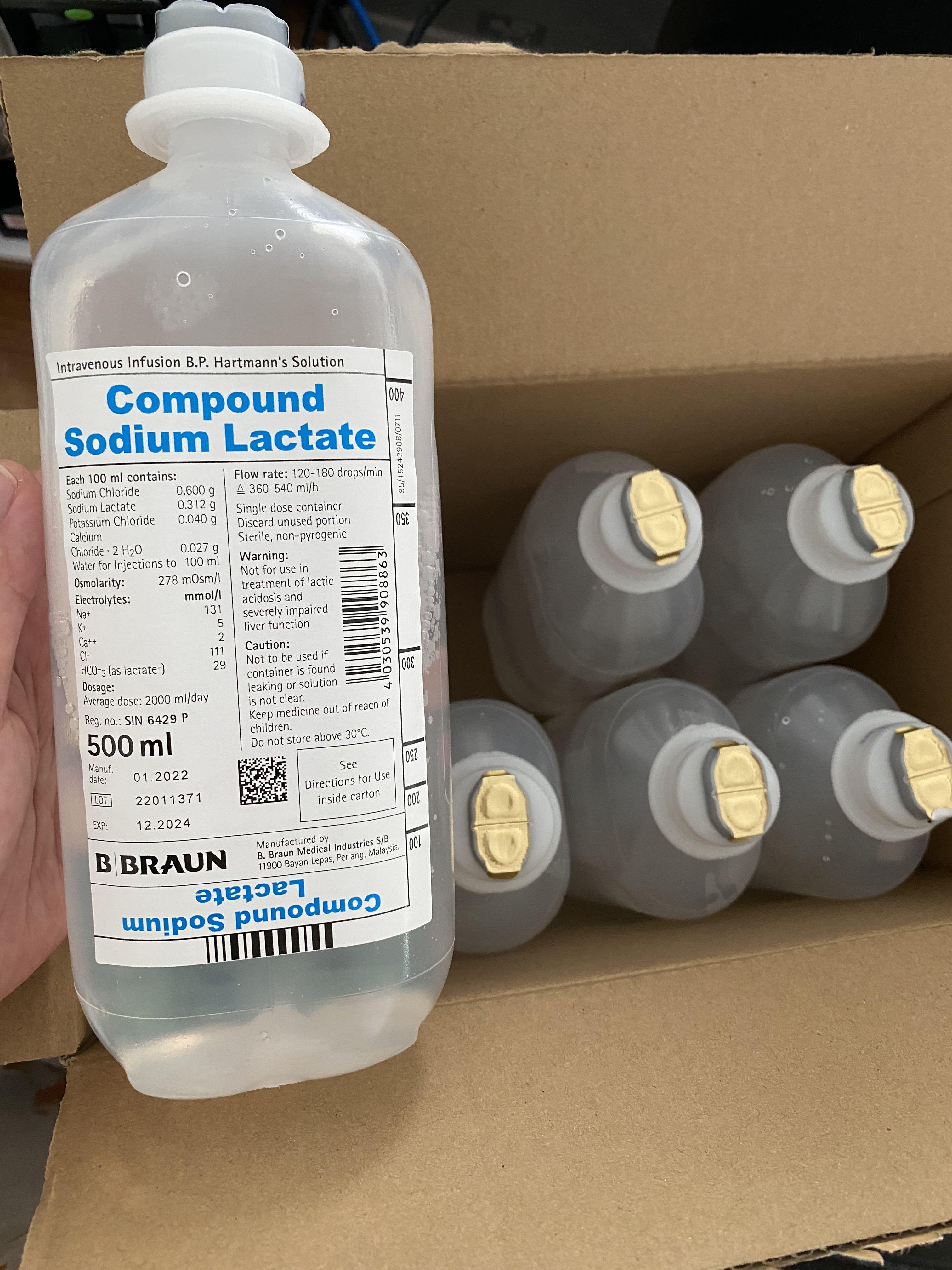 Compound Sodium Lactate 500ml (Braun), Health & Nutrition, Health Supplements, Health Food