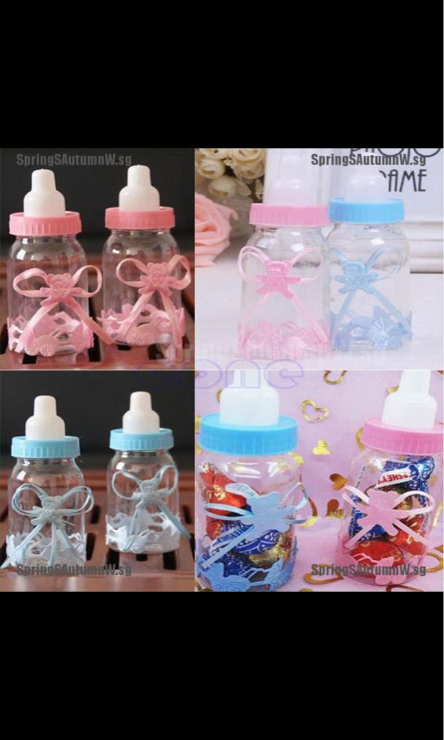 Fillable Bottle Baby Shower Favors Decor Keepsake Plastic Milk, Babies