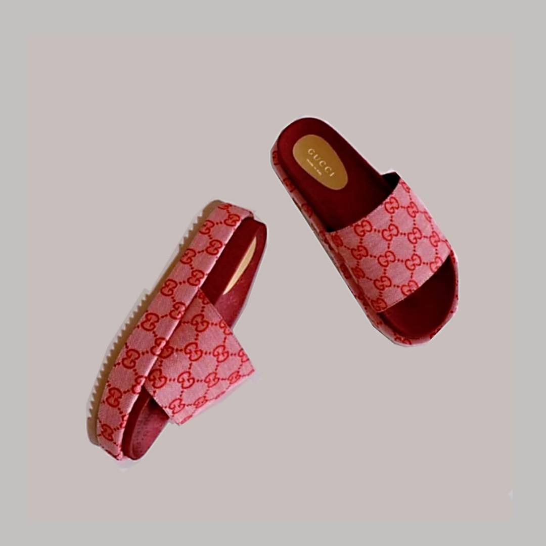 Red gucci slides womens hot sale