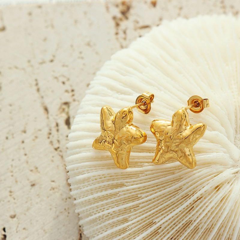 Gold starfish earrings hotsell