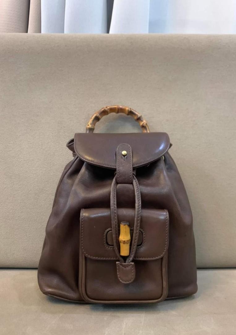 Gucci bamboo leather backpack shop