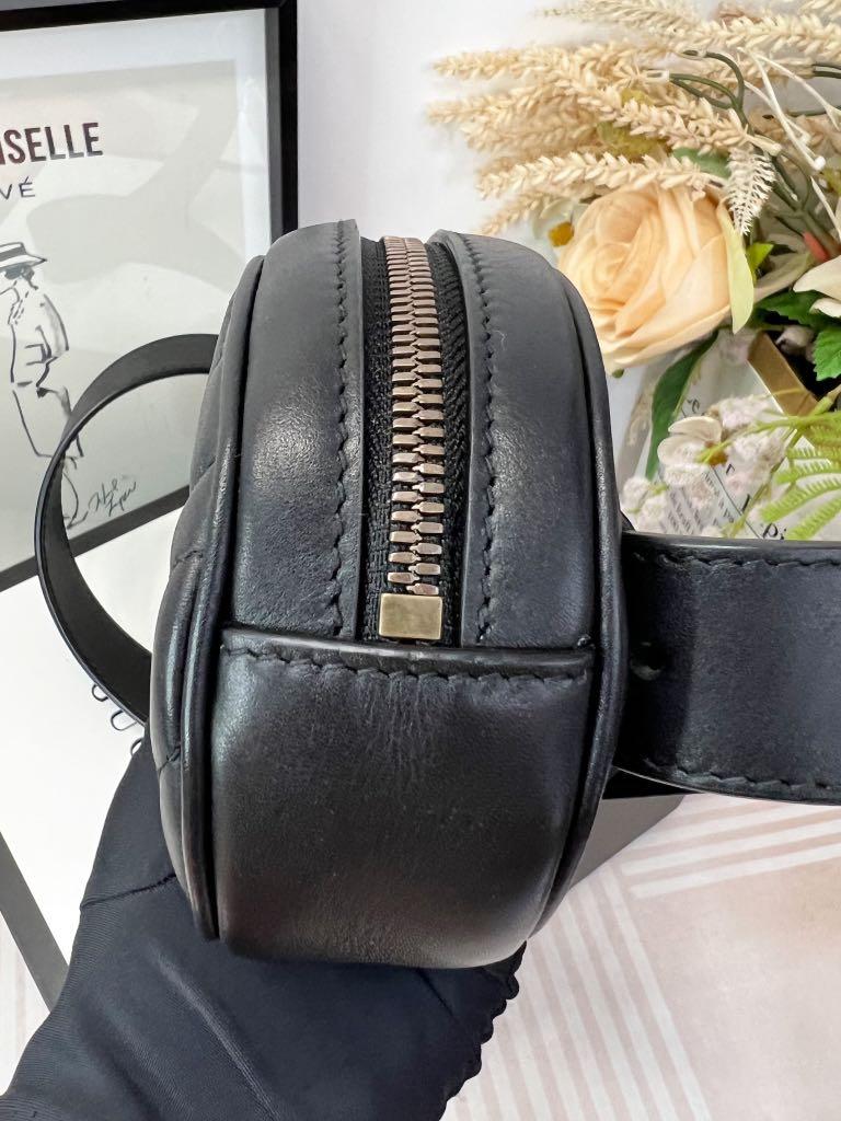 G.u.c.c.i Black GG Marmont Matelass Leather Belt Bag Luxury