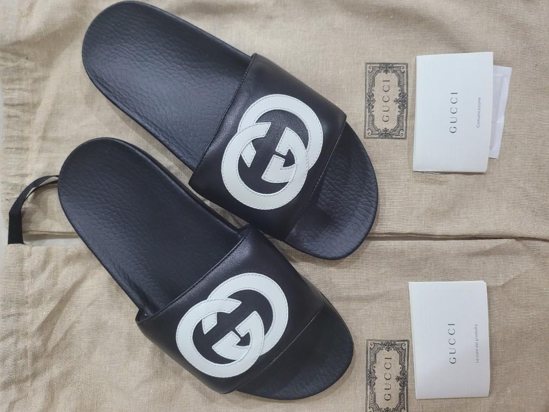 White and black new arrivals gucci slides