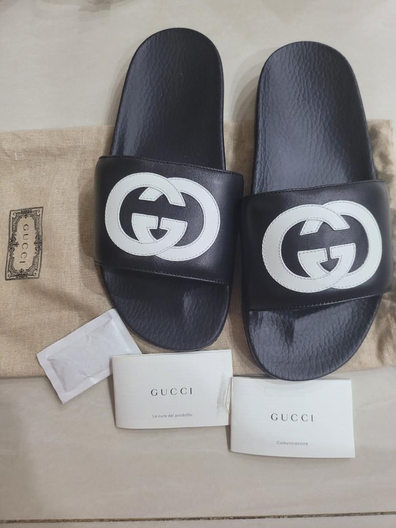 White and discount black gucci slides