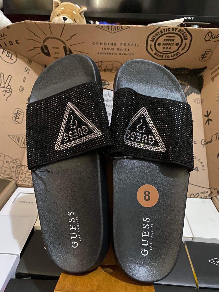 Guess Slides, Women's Fashion, Footwear, Flats & Sandals on Carousell