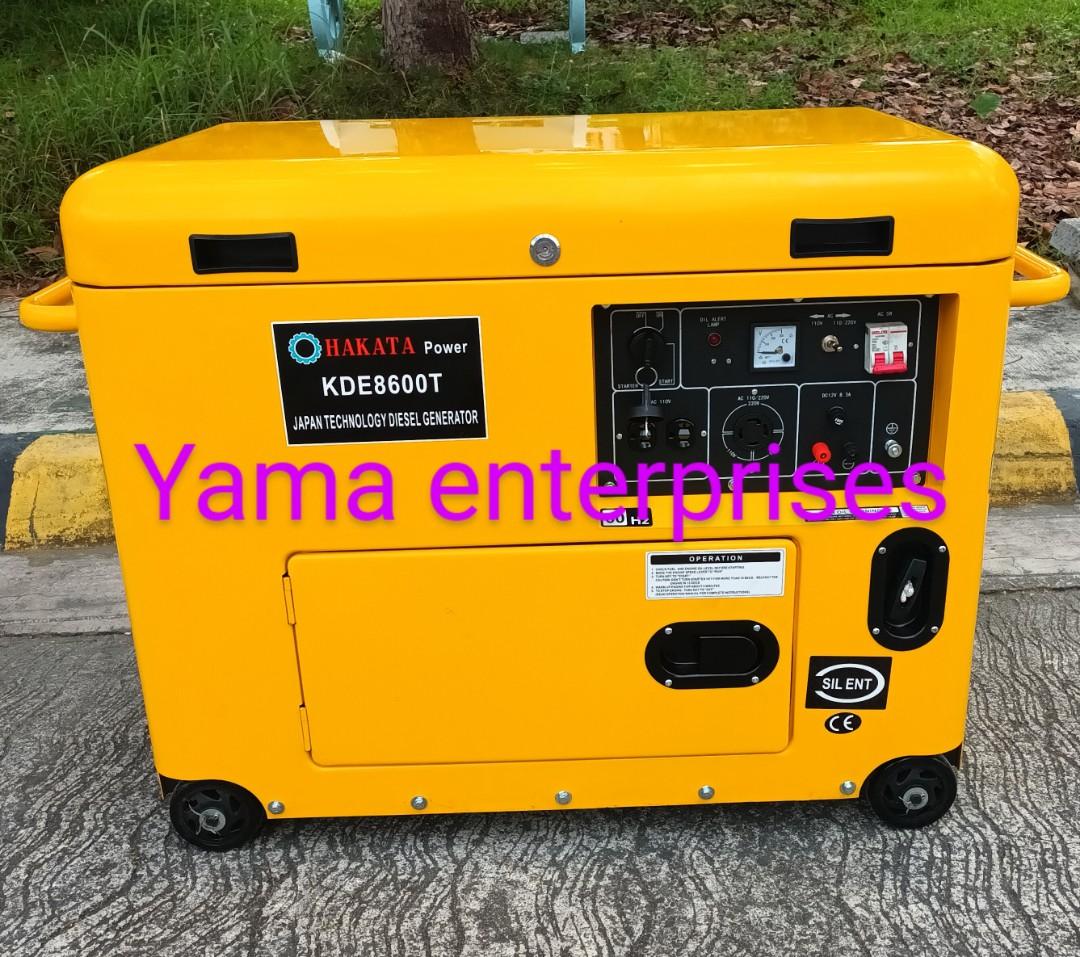 Hakata Silent diesel generator 7kva 8kva 10kva (Category: Construction Tools & Equipment) located in Quezon City. Submitted by yama_enterprises (Listing ID 1174154232, Image 1). Description: Hakata japan silent diesel generators brand new cash on delivery free metro manila delivery new stocks available 1 year warranty on all units call or text now for inquiries 09178261019 09989961019.