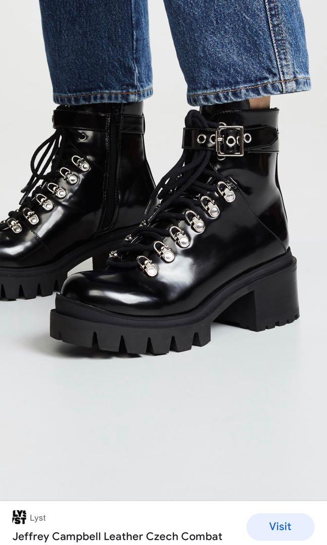 Jeffrey Campbell Women s Czech Black Biker Combat Boots Size 38
