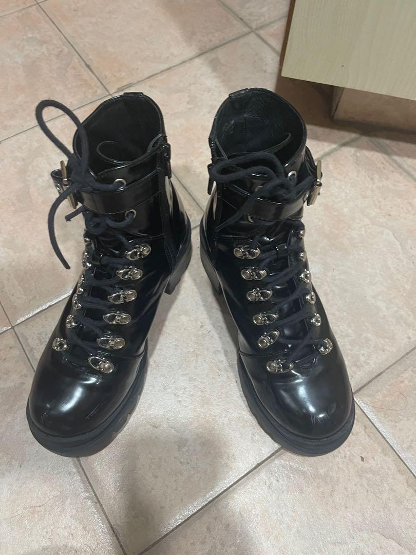 Jeffrey Campbell Women s Czech Black Biker Combat Boots Size 38