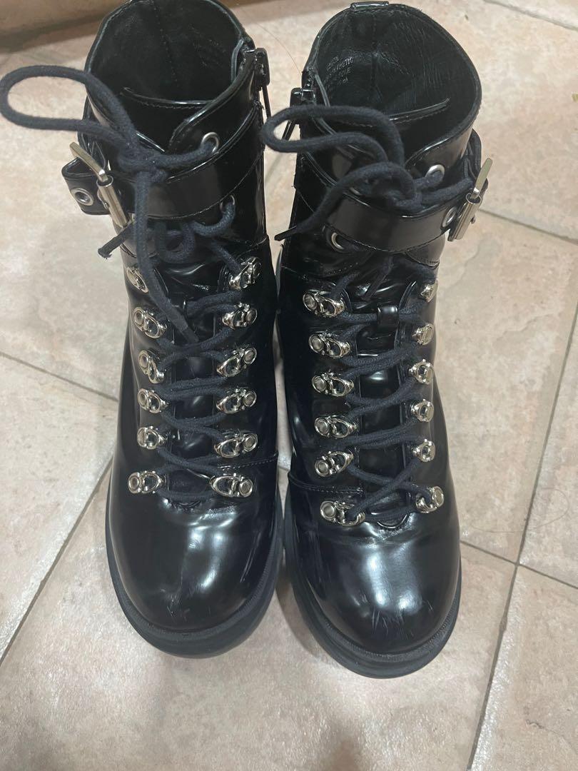 Jeffrey Campbell Women s Czech Black Biker Combat Boots Size 38