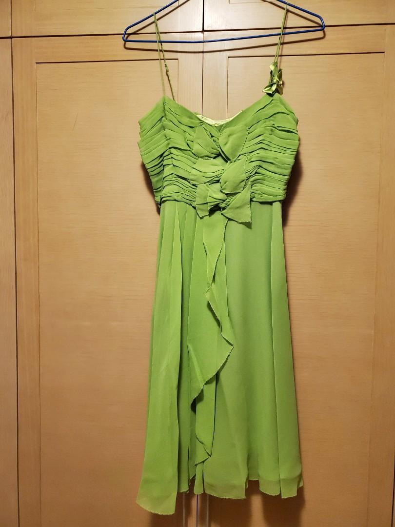 Karen Millen lime green silk party dress, Karen Millen green silk cocktail  dress, green evening dress , ,