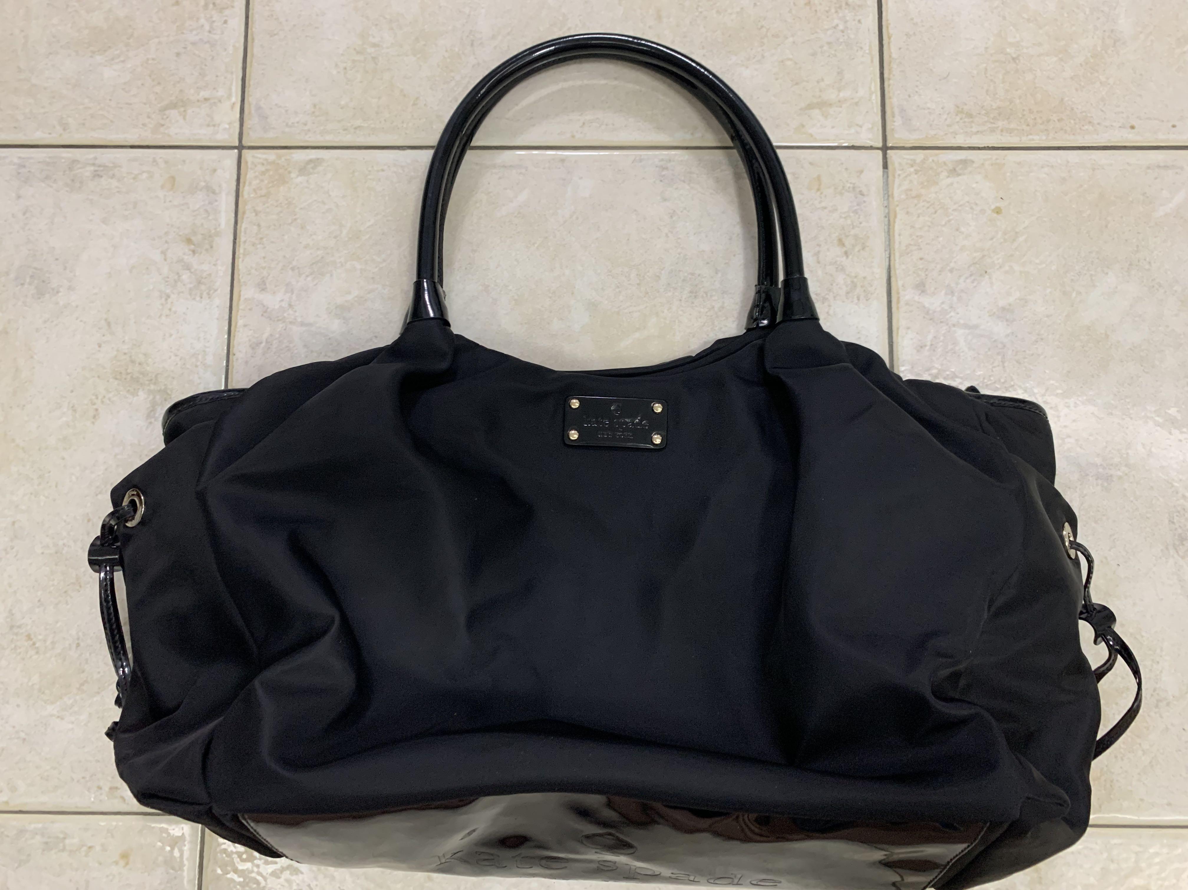 KATE SPADE ♠️ Classic Stevie Nylon Black / Green (inner) Travel or Diaper  Bag, Large Duffel Weekender bag, Babies & Kids, Going Out, Diaper Bags &  Wetbags on Carousell