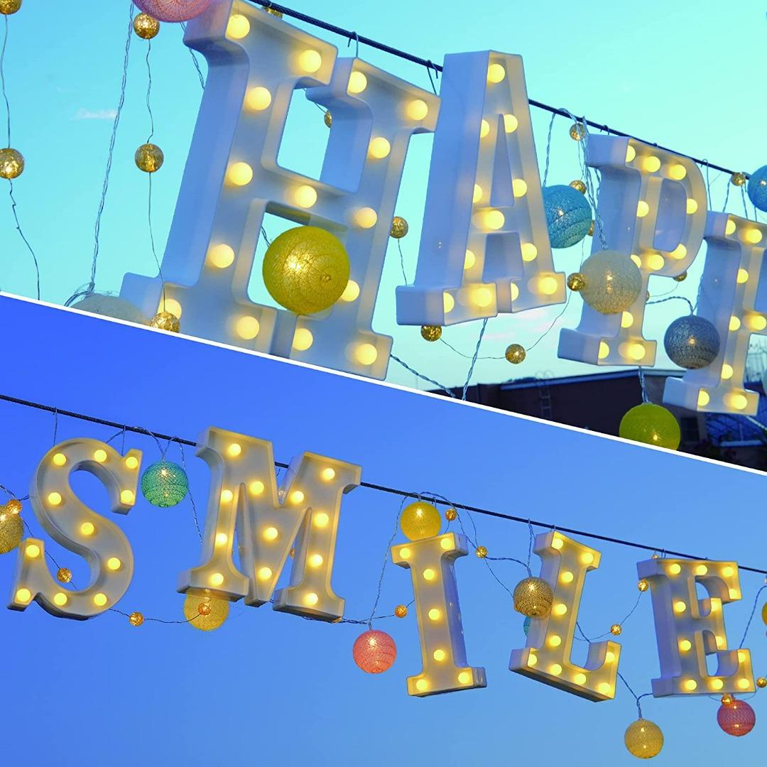 LED Letter Lights | Light Up Alphabet Letters A-M | White Plastic Standing Hanging Decorative Letters Home Decor Party Holiday Shop Window Decoration Batter