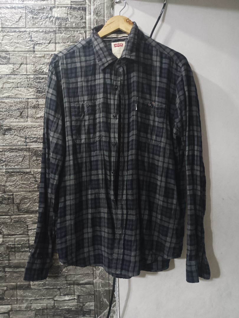 Checkered long sale sleeve polo
