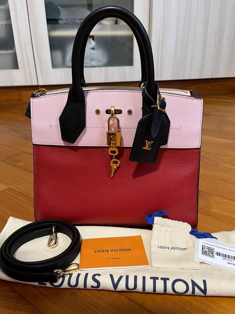 Louis Vuitton Red Smooth Leather City Steamer PM Bag