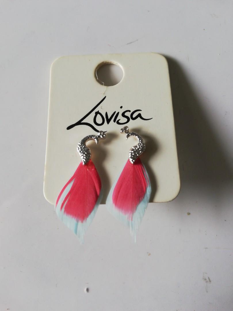 Lovisa Stainless Steel Peacock Feather Earrings Women s Fashion