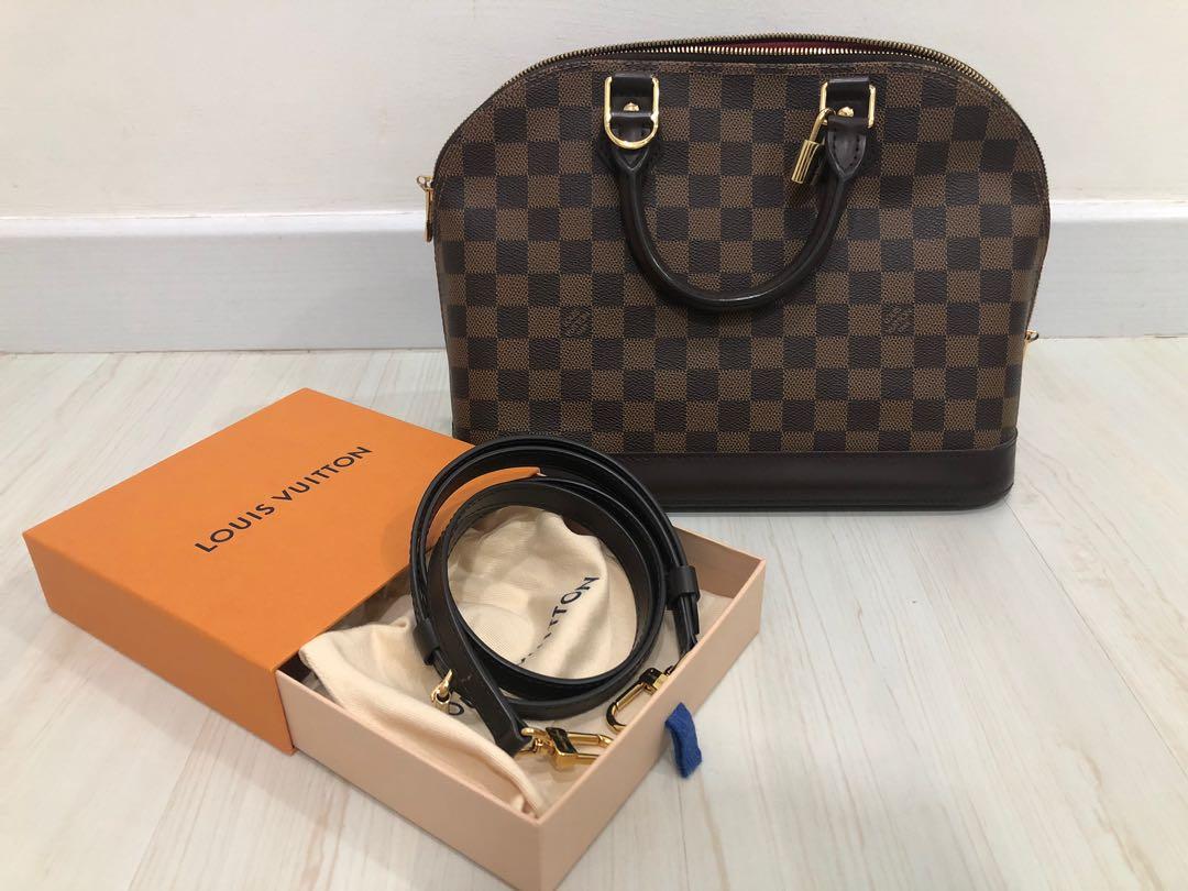 LOUIS VUITTON Alma PM Damier Ebene Satchel Bag Brown