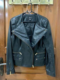 MANGO Leather Jacket Black - Jaket Kulit Hitam