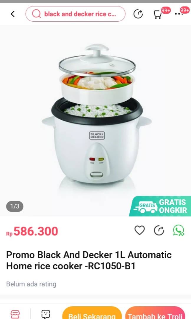 Mesin Rice Cooker Black & Decker RC3406C, Kitchen & Appliances di Carousell