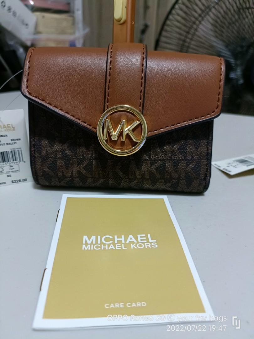 Michael Kors Carmen Medium Flap Bifold Wallet in Signature Brown