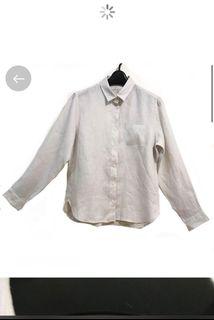 Muji linen french gray top M