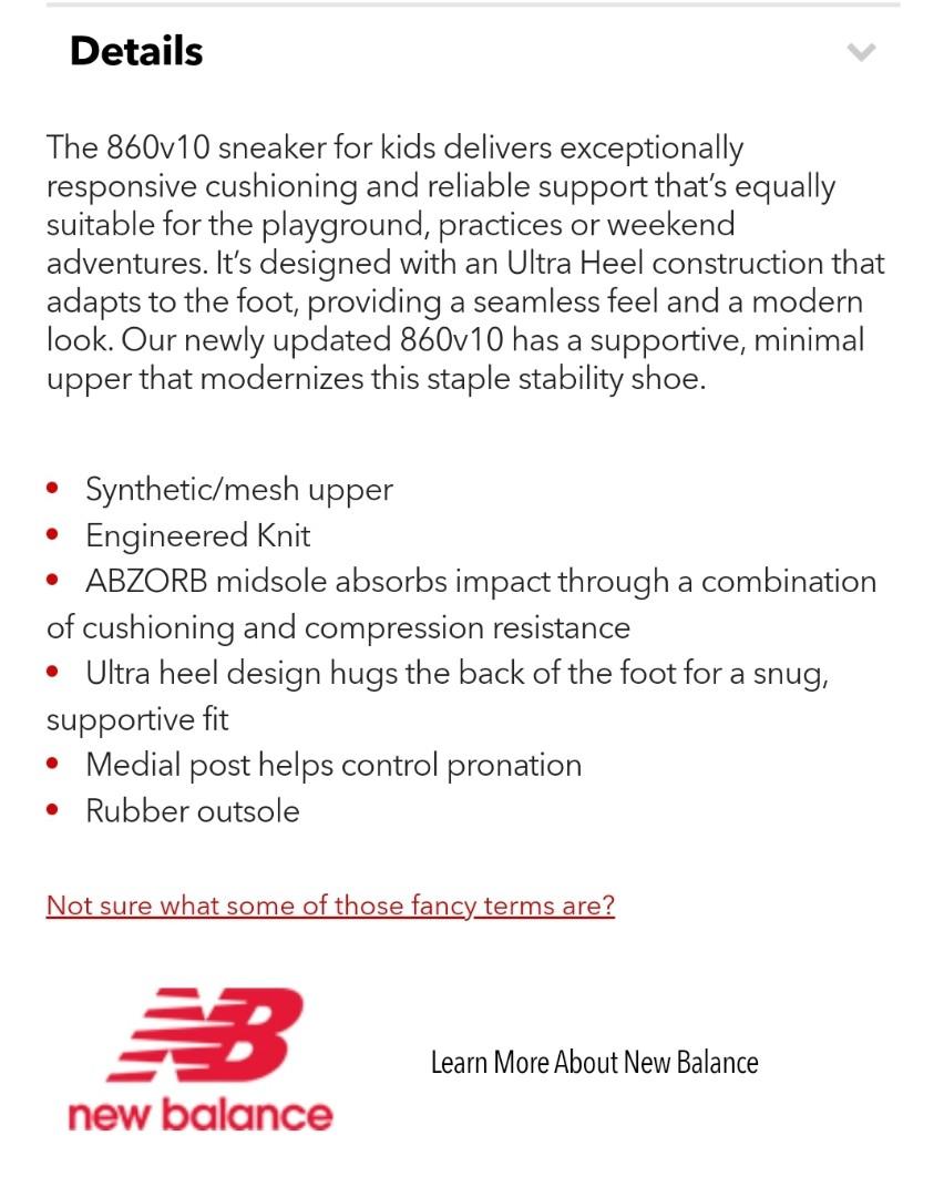 New Balance 860v10 Kid Children Shoe (designed for feet with Pronation issues), Babies & Kids 