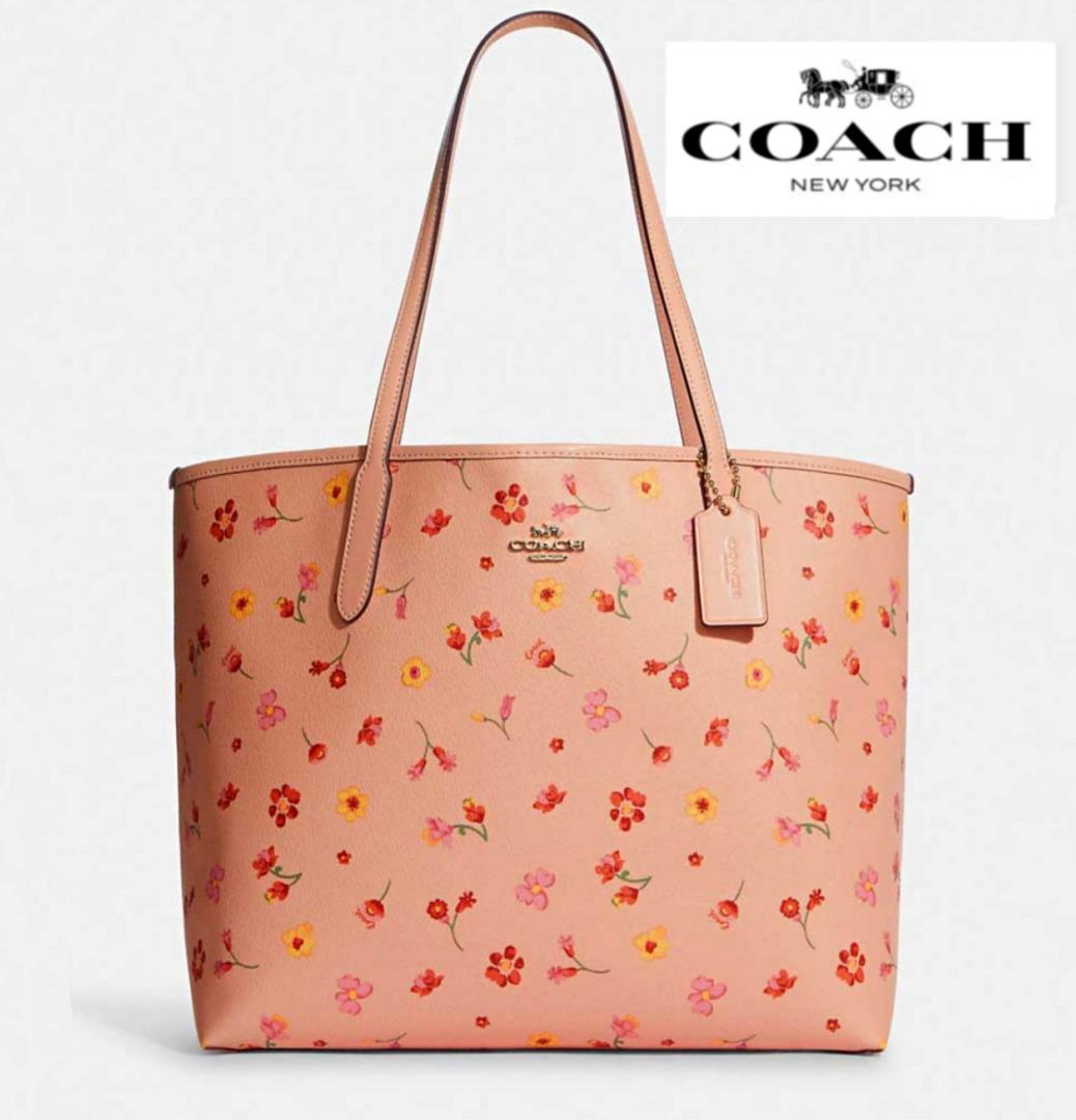 New Coach Original Limited Edition Collection Pink CITY TOTE WITH MYSTICAL FLORAL PRINT Shoulder Sling Bag For Women Come With Complete Set Suitable