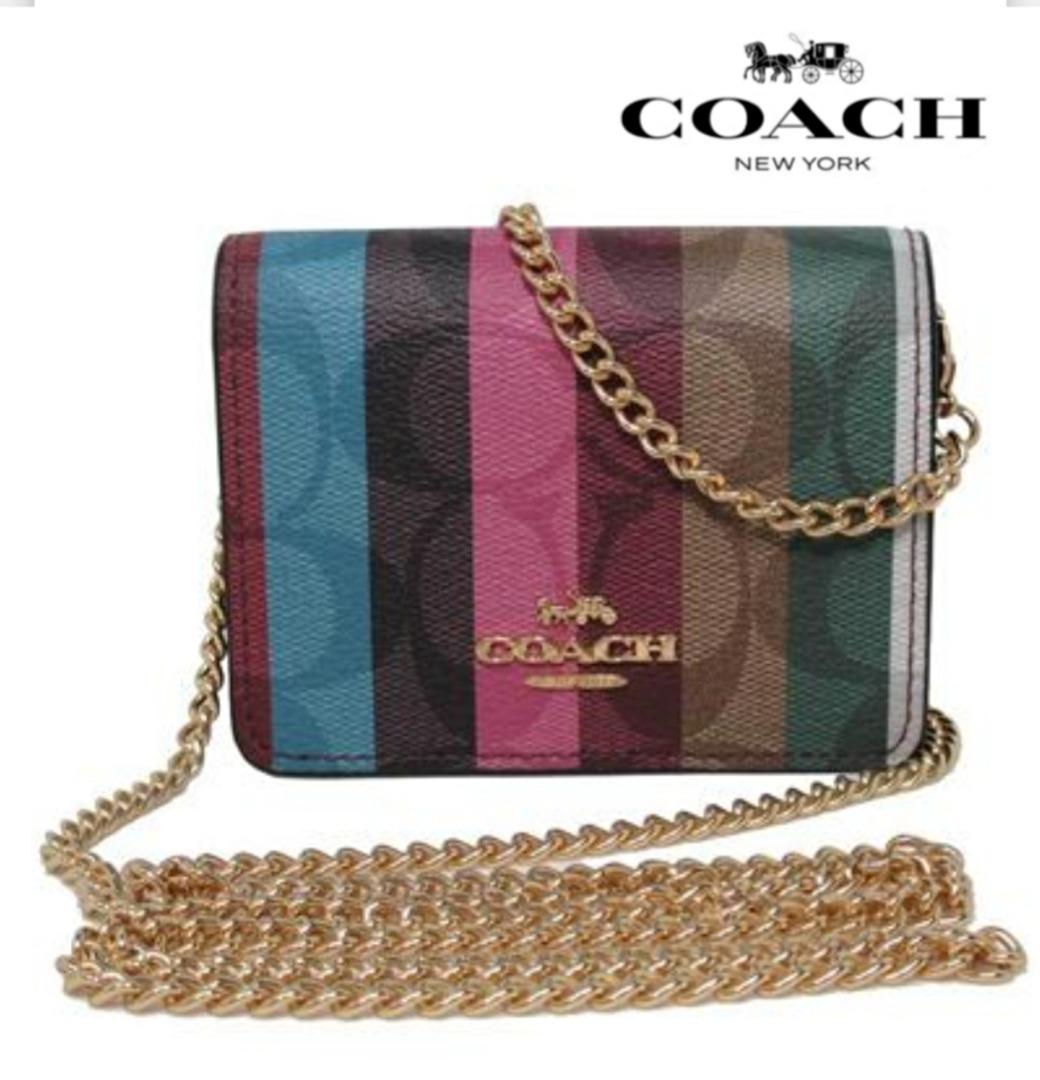 Coach Mini Wallet On A Chain In Signature Canvas