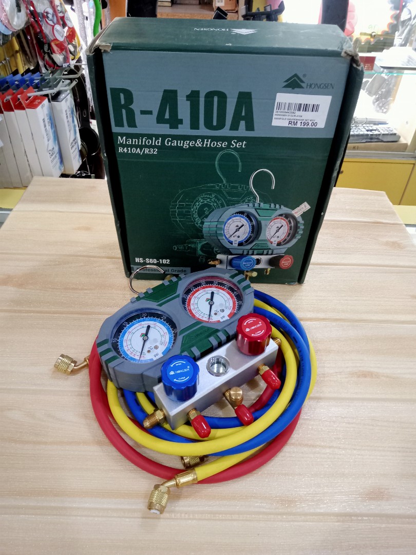 New Hongsen R410A/R32 Manifold Gauge & Hose Set Condition New Unused, Auto Accessories on Carousell