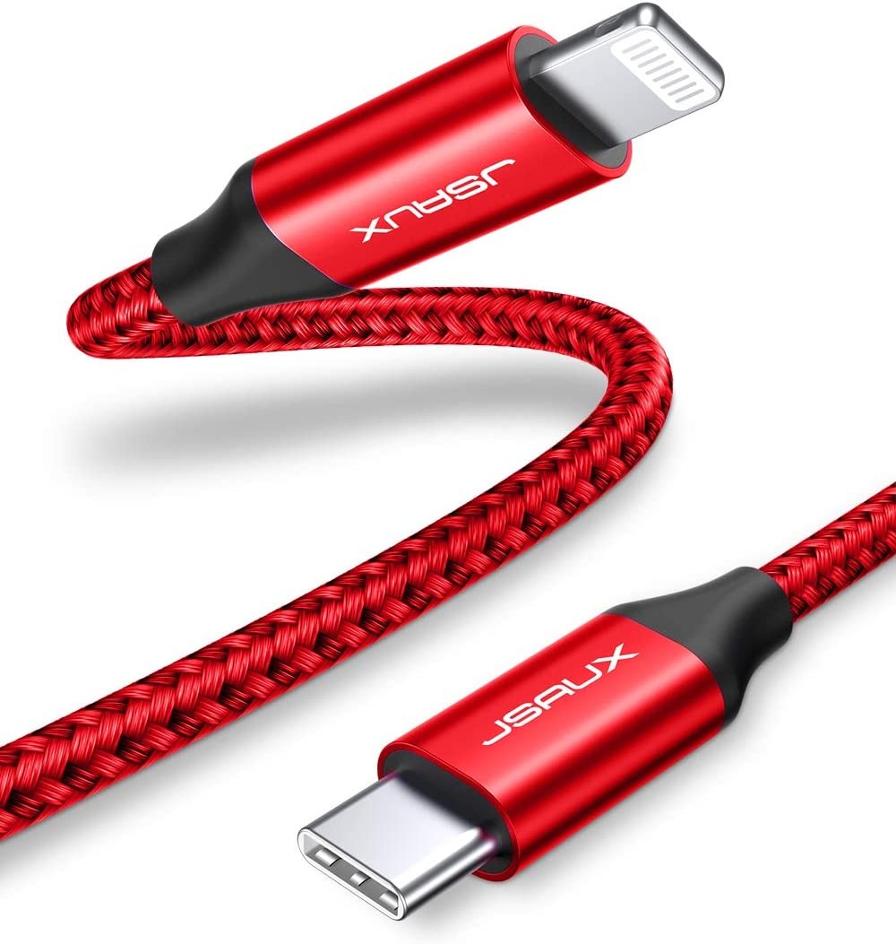 NO BOX) JSAUX USB C to Lightning Cable 6ft,[Apple MFi Certified] PD Fast  Charging Cable Compatible with iPhone 12/12 mini/12 pro/11/11  Pro/X/XS/XR/XS Max/8,Support Power Delivery with USB C Wall Charger-Red,  Mobile Phones