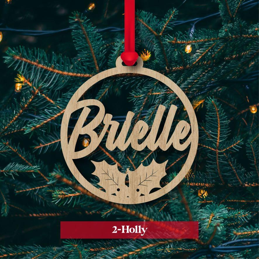 Personalised Christmas Tree decorations (Category: Other Home Decor) located in Cainta. Submitted by jaylynjunio (Listing ID 1174239588, Image 1). Description: ✔️ laser cut on 5mm plywood ✔️ comes with your choice of red organza ribbon or jute string ✔️ raw finish ✔️ packaged in a red organza pouch ✔️ dimension of 80mm diameter ✔️ ₱100 each piece + shipping fee #christmastree #christmasdecorations.