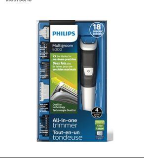 Philips Multigroom Series 5000, Corded/Cordless with 17 Trimming Accessories, DualCut Technology, Lithium-Ion and Storage Bag, MG5750/18