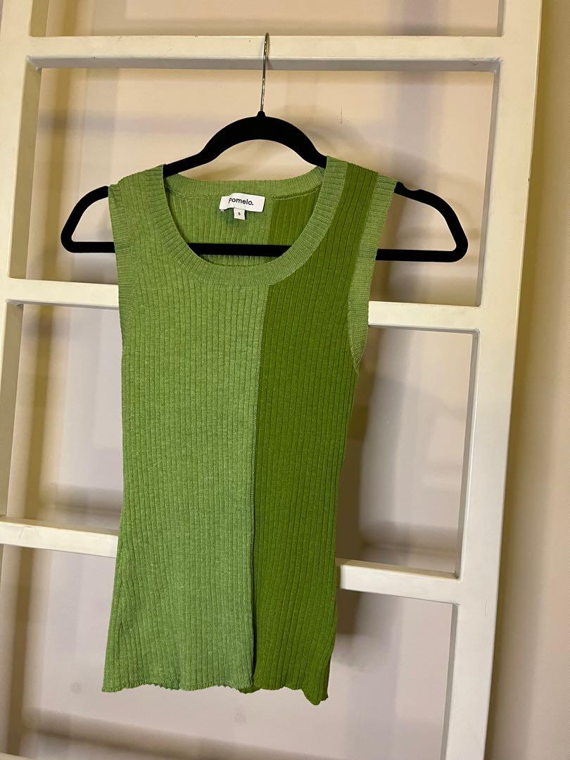 Pomelo knit green sleeveless top (Category: Blouses) located in Makati City. Submitted by itaclosetsale (Listing ID 1174286001, Image 1). Description: .