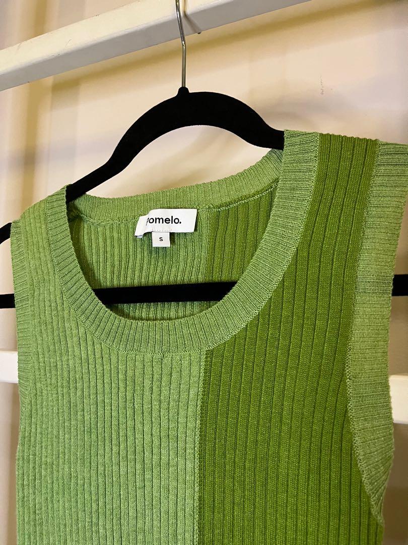 Pomelo knit green sleeveless top (Category: Blouses) located in Makati City. Submitted by itaclosetsale (Listing ID 1174286001, Image 2). Description: .